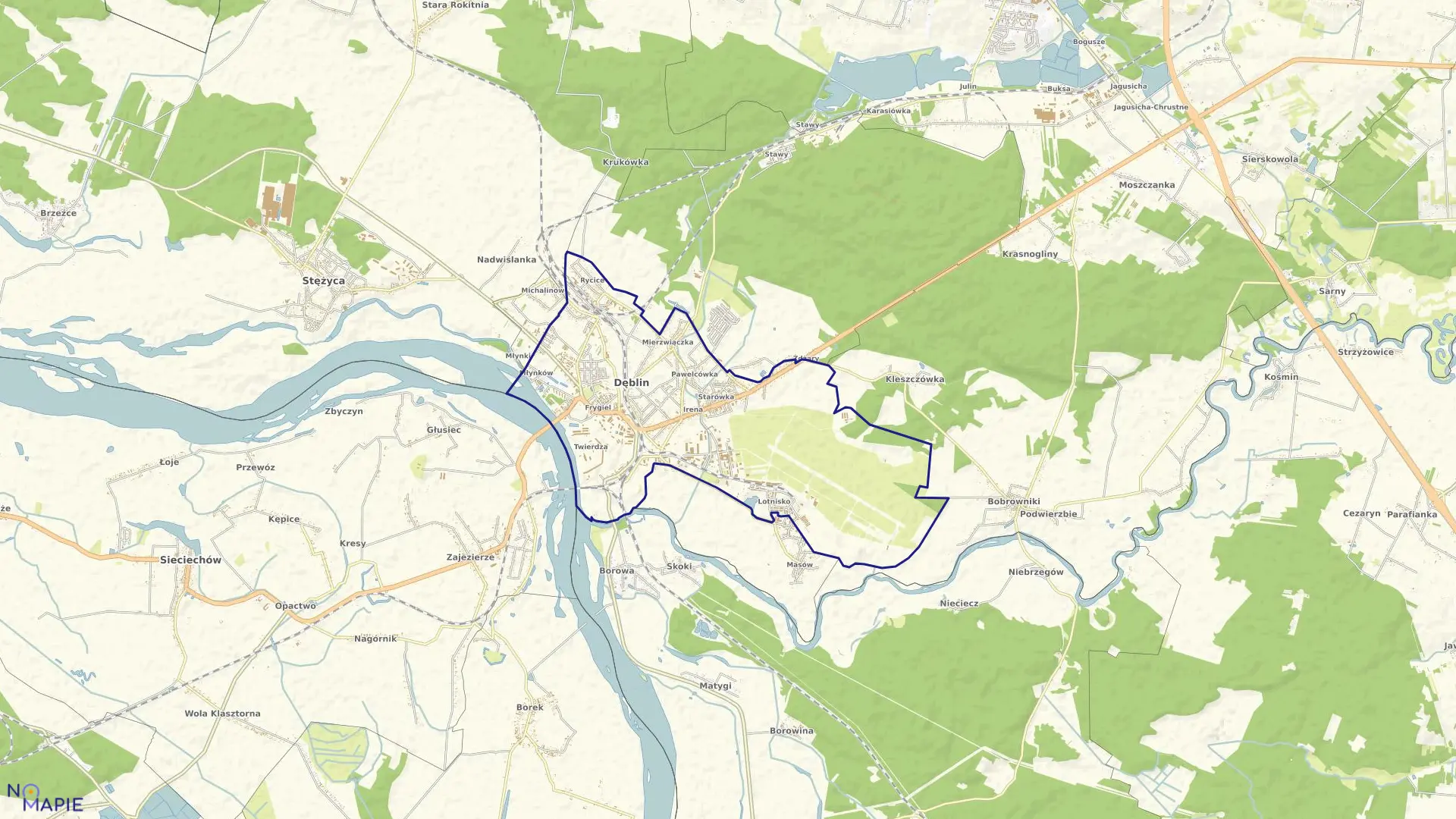 Mapa obrębu DĘBLIN w mieście Dęblin