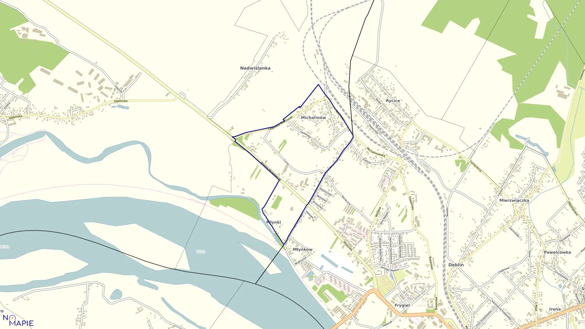 Mapa obrębu MICHALINÓW w mieście Dęblin