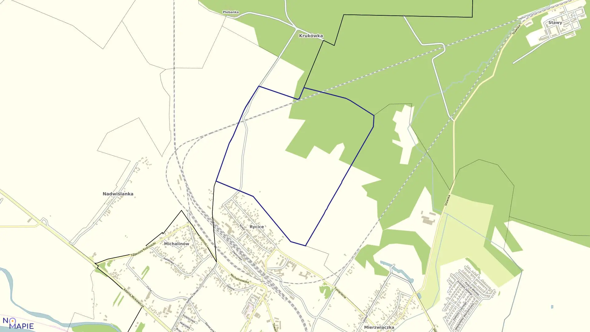 Mapa obrębu RYCICE w mieście Dęblin